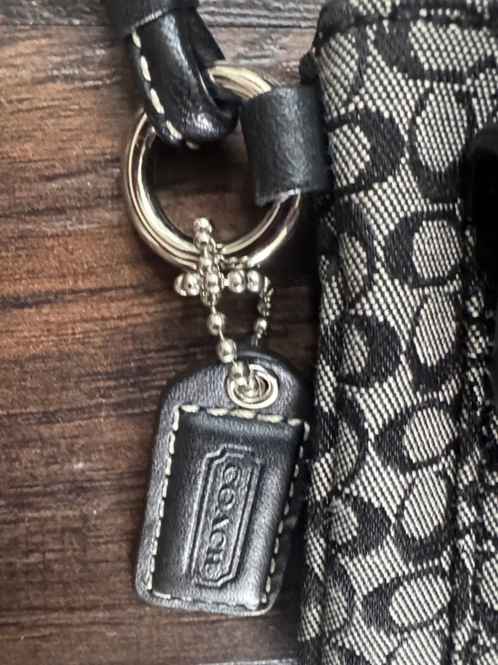 Coach SoHo Mini Signature Canvas Wristlet in Black and Gray, Excellent Condition